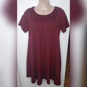 CATHERINES Women's Red Black Polka Dot Textured Short Sleeve Dress